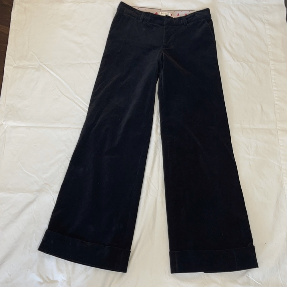 Erin Fetherston Black Velvet Wide Leg Suit Pants